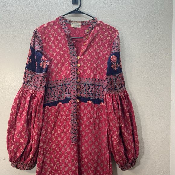 Vintage Sundeep Boho Dress 60s 70s Indian Peasant Hippie Prairie Woodstock XS/S - Picture 2 of 14
